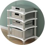 Hifi Ses Dolabı Ekranı Televizyon/Hi-Fi/AV Raf Mdf Standı Çok Amaçlı Ev Dolabı Eğlence Medya Birimi, Beyaz, 60 * 48 * 85 cm (4 Katlı)