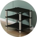Hifi Ses Dolabı Ekranı Televizyon/Hi-Fi/AV Raf Mdf Standı Çok Amaçlı Ev Dolabı Eğlence Medya Birimi, Siyah, 60 x 48 x 62 cm (3 katlı)