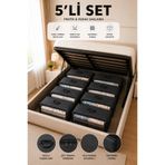 HİG HOME 5'li Set Geniş Hacimli Hurç 42x53x20 – Yorgan, Battaniye, Kıyafet Saklama Çantası