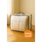 HİG HOME Hurç 41x51x16 cm Yorgan, Battaniye Saklama ve Düzenleme Çantası - Saplı & Fermuarlı