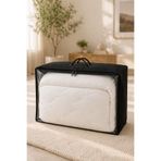 HİG HOME Şeffaf Yorgan Hurcu 42x53x20 cm – Battaniye Uyumlu, Fermuarlı, Geniş Hacimli Dolap İçi Düzen Çantası