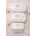 Hig Store 3'lü Gelindamat Figür Fransız Güpür Çeyizlik Bohça Söz Nişan Gelin Damat Hurç Seti 60X40/50X40/40X30 - Bej