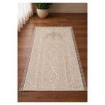 Hig Store Elegance Kadife Fransız Güpürlü Nakışlı Seccade.Bej. 70x110