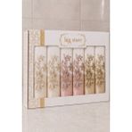 Hig Store Fransız Güpürlü Nakışlı Hediyelik Çeyizlik Gelin Damat Bohçası Kutulu %100 Pamuk Banyo Havlusu Havlu Seti 50X90 Ebat 6 Adet - 50 x 90 cm - Beyaz - Antrasit