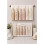 Hig Store Fransız Güpürlü Nakışlı Hediyelik Çeyizlik Gelin Damat Bohçası Kutulu %100 Pamuk Banyo Havlusu Havlu Seti 50X90 Ebat 6 Adet - 50 x 90 cm - Beyaz - Bej - Gri