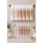 Hig Store Fransız Güpürlü Nakışlı Hediyelik Çeyizlik Gelin Damat Bohçası Kutulu %100 Pamuk Banyo Havlusu Havlu Seti 50X90 Ebat 6 Adet - 50 x 90 cm - Beyaz - Bej