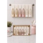 Hig Store Fransız Güpürlü Nakışlı Hediyelik Çeyizlik Gelin Damat Bohçası Kutulu %100 Pamuk Havlu Havlu Seti 30X50 Ebat 6 Adet - Duman - Turkuaz - 30 x 50 cm