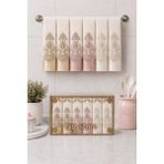 Hig Store Fransız Güpürlü Nakışlı Hediyelik Çeyizlik Gelin Damat Bohçası Kutulu %100 Pamuk Havlu Havlu Seti 30X50 Ebat 6 Adet - Pembe - Gri - Krem - Mint Yeşili - 30 x 50 cm