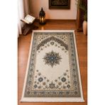 Hig Store Kadife Hediyelik Çeyizlik Dekoratif Gelin Damat Bohçası %100 Pamuk Kaydırmaz Taban Halı Seccade 80X120 Ebat - 80 x 120 cm - Krem