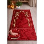 Hig Store Sırma Nakış Işlemeli Çeyizlik - Diz Ağrıtmaz / Ortopedik Arası Elyaf Dolgulu Seccade 80X120 Ebat - Kırmızı - 80 x 120 cm