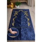 Hig Store Sırma Nakış Işlemeli Çeyizlik - Diz Ağrıtmaz / Ortopedik Arası Elyaf Dolgulu Seccade 80X120 Ebat - Lacivert - 80 x 120 cm