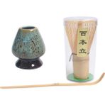 High Quality Shoe Bag Matcha Çay Teli Set Bambu Çırpma Teli + Bambu Kaşık + Seramik Çırpma Tutucu Siyah (Yurt Dışından) - Mavi