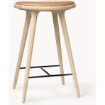 High Stool Bar Taburesi - Deri Oturaklı, Kayın Ağacı - Açık Kahverengi