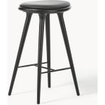 High Stool Bar Taburesi - Deri Oturaklı, Kayın Ağacı - Siyah