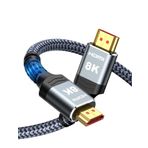 Highwings 8K Uzun HDMI Kablosu 20FT/6M 48Gbps, 2.1 Yüksek Hızlı HDMI 8K60Hz 4K120Hz 144Hz eARC HDR HDCP 2.2 2.3 Oyun, PS5 ve Monitör ile Uyumlu