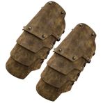 HiiFeuer Ortaçağ Suni Deri 4 Katmanlar Bracers Kol Zırh, Orta Çağ Paralı Eldiven, Kostüm Şövalye Okçu Kol Muhafızları, Bronz a, L