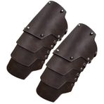 HiiFeuer Ortaçağ Suni Deri 4 Katmanlar Bracers Kol Zırh, Orta Çağ Paralı Eldiven, Kostüm Şövalye Okçu Kol Muhafızları, Koyu Kahverengi a, L
