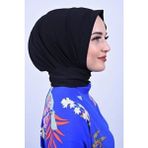 Hijabchi Trend Çıtçıtlı Fular Şal Üzeri Uyumlu Günlük,havuz ve Deniz Bone Şalı - Siyah
