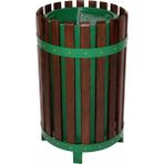 Hijyen Dükkanı Ahşap Dış Mekan Çöp Kovası Üstten Küllüklü 40 Litre Dekoratif Park Bahçe Tipi Metal Gövdeli S-319 - Kahverengi - Yeşil - Renk