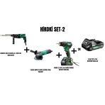 Hikoki Set-2 (830 W 26 Mm 3.2 J Sds Plus Kırıcı Delici+900W 115 Mm Elektrikli Avuç Taşlama+Akülü Darbeli Matkap Vidalama)