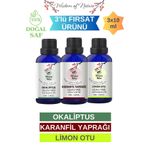 Hikona Heka 3'lü Set (KARANFİL YAPRAĞI - LİMON OTU - OKALİPTUS) Uçucu Yağı %100 Saf Ve Doğal -3x10ml