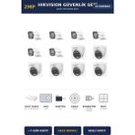 Hikvision 12 Kameralı 2mp Güvenlik Kamera Seti Colorvu Gece Renkli 1tb ~7 Gün Kayıt Dome+Bullet