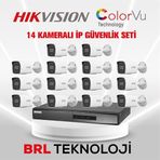 Hikvision 14 Kameralı 4 Mp ColorVu İp Güvenlik Kamera Seti DS-2CD1047G2H-LIUF (Dahili Mikrofonlu)
