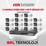 Hikvision 14 Kameralı 4 Mp Hybrid Light Ip Güvenlik Kamera Seti DS-2CD1043G2-LIUF (Dahili Mikrofonlu) - Beyaz