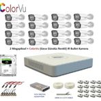 Hikvision 2Mp 16 Kamerali Dis Ortam Ahd Hd-Tvı Colorvu Gece Renkli Kamera Seti 500Gb Disk