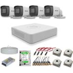 Hikvision 2mp 4 Kameralı Dış Ortam Ahd Hd-Tvı Full Kamera Seti - Siyah