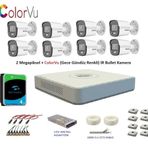 Hikvision 2Mp 8 Kamerali Dis Ortam Ahd Hd-Tvı Colorvu Gece Renkli Kamera Seti 4Tb Disk