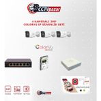 Hikvision 3 Kameralı 2 Mp Colorvu Ip Güvenlik Kamera Seti DS-2CD1027G2H-LIUF (Dahili Mikrofonlu)