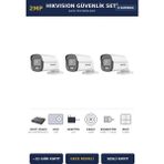 Hikvision 3 Kameralı 2mp Güvenlik Kamera Seti Colorvu Gece Renkli 1tb ~31 Gün Kayıt Bullet Dış Mekan