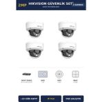Hikvision 4 Kameralı 2mp Güvenlik Kamera Seti Ip Poe Acusense 1tb ~23 Gün Kayıt Dome Iç Mekan