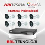 Hikvision 6 Kameralı 2 Mp Colorvu Ip Güvenlik Kamera Seti (Dahili Mikrofonlu)