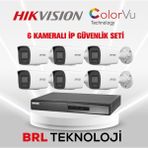 Hikvision 6 Kameralı 2 Mp Colorvu Ip Güvenlik Kamera Seti DS-2CD1027G2H-LIUF (Dahili Mikrofonlu) - Beyaz