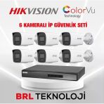 Hikvision 6 Kameralı 2 Mp Colorvu İp Güvenlik Kamera Seti Ds-2Cd1027g2h-Lıuf (Dahili Mikrofonlu)