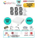 Hikvision 6 Kameralı Gece Renkli Güvenlik Seti 2mp Sesli Colorvu 500GB HDD 8 Kanal Dvr