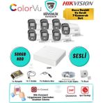 Hikvision 7 Kameralı Gece Renkli Güvenlik Seti 2mp Sesli Colorvu 500GB HDD 8 Kanal Dvr