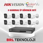 Hikvision 8 Kameralı 2 Mp Colorvu İp Güvenlik Kamera Seti Ds-2Cd1027g2h-Lıuf (Dahili Mikrofonlu)