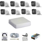 Hikvision 8 Kameralı 2MP 1080P AHD Güvenlik Kamera Seti Gece Görüşlü Özelliklerle Donatılmış