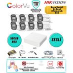 Hikvision 8 Kameralı Gece Renkli Güvenlik Seti 2mp Sesli Colorvu 500GB HDD 8 Kanal Dvr