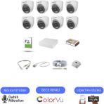 Hikvision 8 Kameralı Mikrofonlu Gece Gündüz Renkli İç Mekan AHD Kamera Seti
