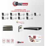 Hikvision Cctvpazar 9 Kameralı 2 Mp Colorvu Ip Güvenlik Kamera Seti DS-2CD1027G2H-LIUF (Dahili Mikrofonlu)