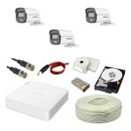 Hikvision Colorvu 3lü 2mp Set Gece Renkli Sesli Görüntü 2 Tb HDD - 3lü Set 2TB Hdd