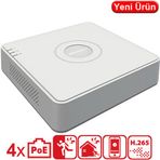HIKVISION (DS-7104NI-Q1/4P) 4 KANAL 6MP DESTEĞİ 1xHDMI,1xVGA,1 SATA POE NVR KAYIT CİHAZI
