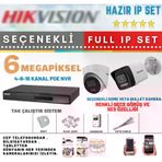 Hikvision-Haikon 6MP Ultra HD Sesli Renkli H265+ 2 4 8 16 Kameralı Seçenekli 6 Megapiksel Hazır IP Kamera Seti Kendi Setini Oluştur