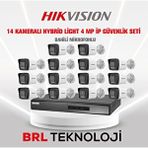 HIKVISION Hikvision 14 Kameralı 4 Mp Hybrid Light İp Güvenlik Kamera Seti Ds-2cd1043g2-liuf (dahili Mikrofonlu)
