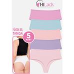 Hilady Kadın Tanga, Yüksek Bel Tanga, String Tanga Açık Soft Pamuklu Esnek - Soft Pembe - XL