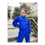 Hilal Akıncı Kids Kız Çocuk Hakim Yakalı Balon Kollu Astarlı Crop Ceket Pens Detaylı Harem Pantolon 2'li Takım